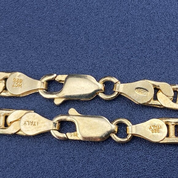 HCT Sterling Silver Gold Vermeil Mariner Anchor Chain Necklace 18" + 7" Bracelet - Picture 6 of 8